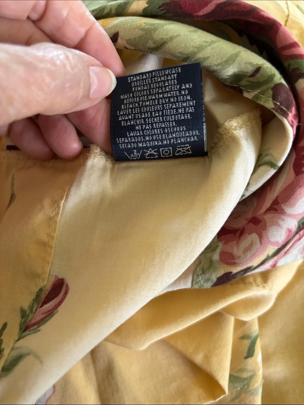 VTG Ralph Lauren Home Set Cotton Standard Pillowcases KATHLEEN Floral  Gold/Rose